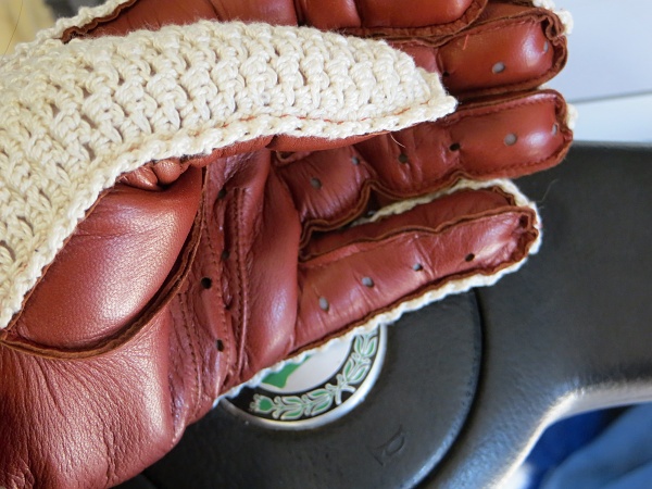 Pánské řidičské rukavice NAPA 2-1475 béž/vínová