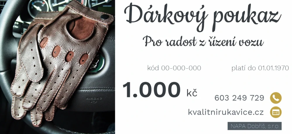 Elektronický dárkový poukaz řidič