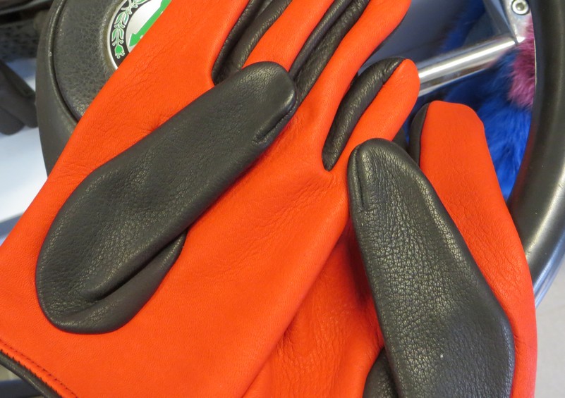 Pánské kožené rukavice NAPA 8-1444 červená/černá