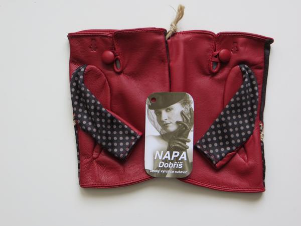 Dámské kožené rukavice NAPA 3426 potisk/červená