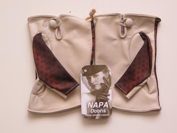 Dámské kožené rukavice NAPA 3426 potisk/bříza