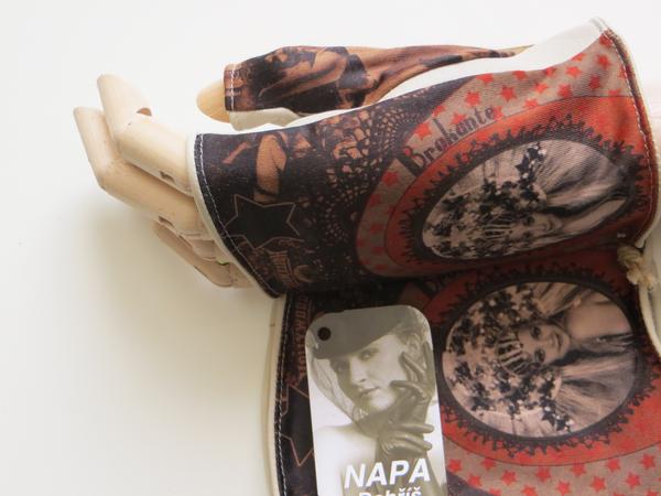 Dámské kožené rukavice NAPA 3426 potisk/bříza