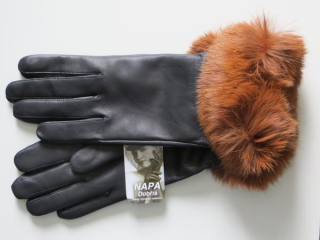Dámské kožené rukavice NAPA 2-4471 VL černá/koňak