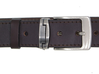 Opasek hnědý 1x prošitý kov. průvlek