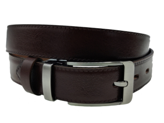 Společenský opasek hnědý 1x prošitý kov. průvlek