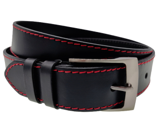 Opasek černý 1x červeně prošívaný