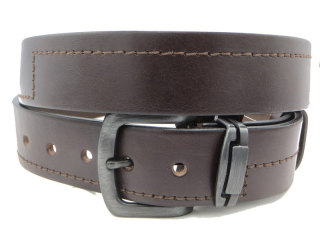 Opasek hnědý ozdobné prošití kov. průvlek