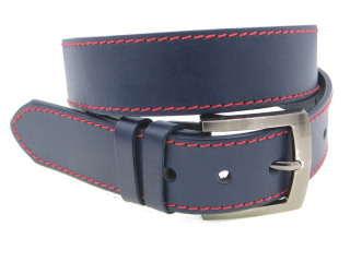 Opasek modrý 1x červeně prošívaný