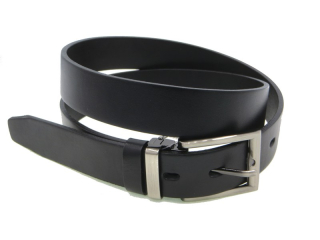 Společenský opasek černý hladký kov. průvlek