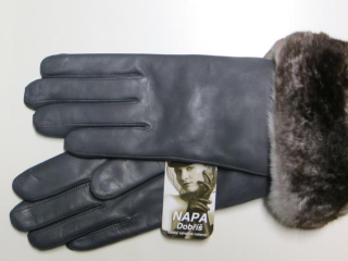 Dámské kožené rukavice NAPA 2-4336 KA grafit činčila