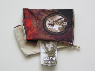 Dámské kožené rukavice NAPA 3426 potisk/bříza